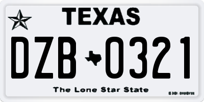 TX license plate DZB0321