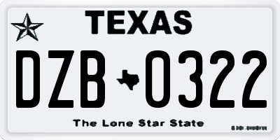 TX license plate DZB0322