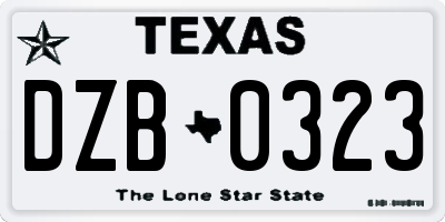 TX license plate DZB0323