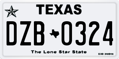 TX license plate DZB0324