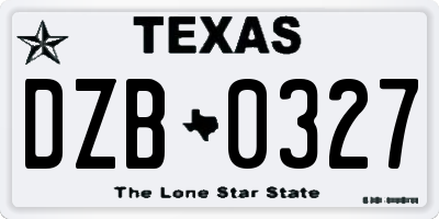 TX license plate DZB0327