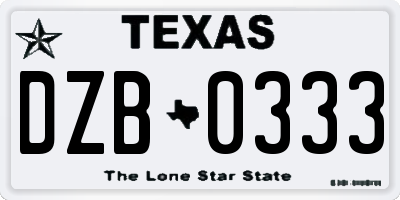 TX license plate DZB0333
