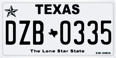 TX license plate DZB0335