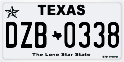 TX license plate DZB0338
