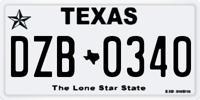 TX license plate DZB0340
