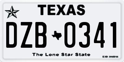 TX license plate DZB0341