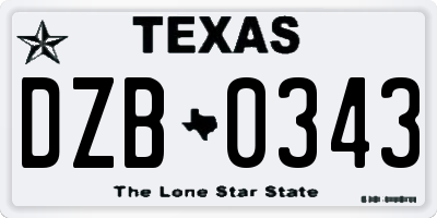 TX license plate DZB0343