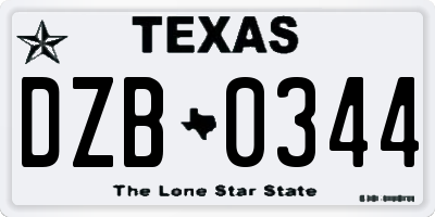 TX license plate DZB0344