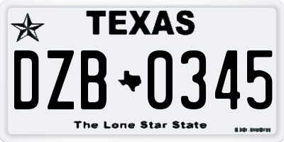 TX license plate DZB0345