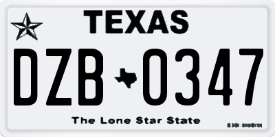 TX license plate DZB0347