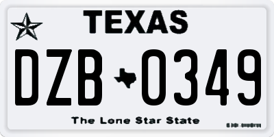 TX license plate DZB0349
