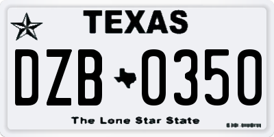 TX license plate DZB0350