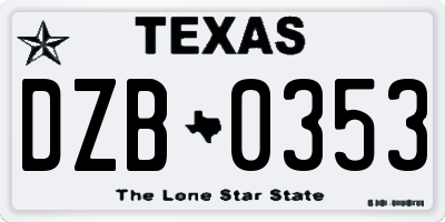 TX license plate DZB0353