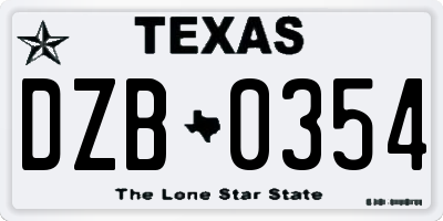 TX license plate DZB0354