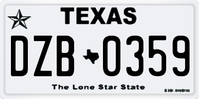 TX license plate DZB0359