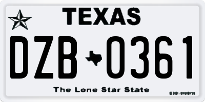 TX license plate DZB0361