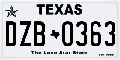 TX license plate DZB0363
