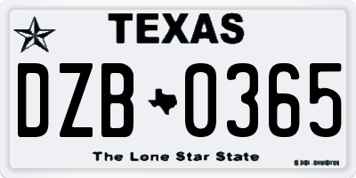 TX license plate DZB0365