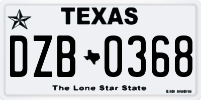 TX license plate DZB0368