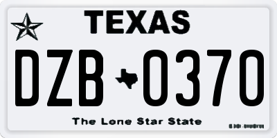 TX license plate DZB0370