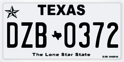 TX license plate DZB0372