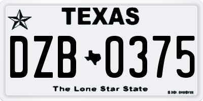 TX license plate DZB0375