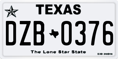 TX license plate DZB0376