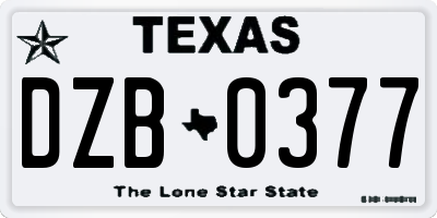 TX license plate DZB0377