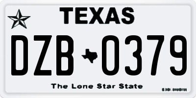 TX license plate DZB0379