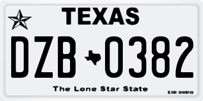 TX license plate DZB0382