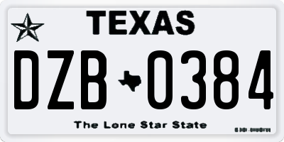 TX license plate DZB0384