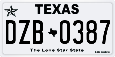TX license plate DZB0387