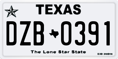 TX license plate DZB0391