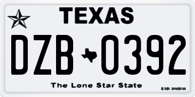 TX license plate DZB0392