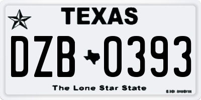TX license plate DZB0393
