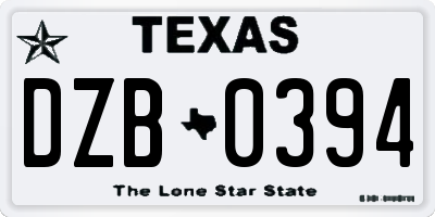 TX license plate DZB0394