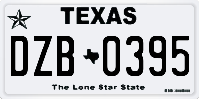 TX license plate DZB0395