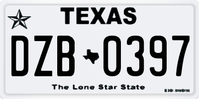 TX license plate DZB0397