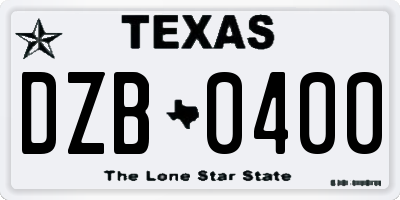 TX license plate DZB0400