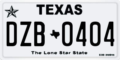 TX license plate DZB0404