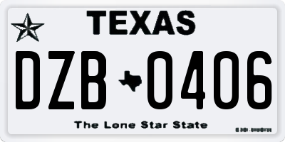 TX license plate DZB0406