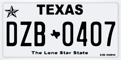 TX license plate DZB0407