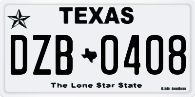 TX license plate DZB0408
