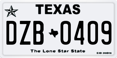 TX license plate DZB0409