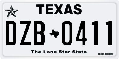 TX license plate DZB0411