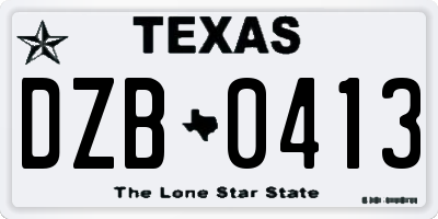 TX license plate DZB0413