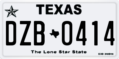 TX license plate DZB0414