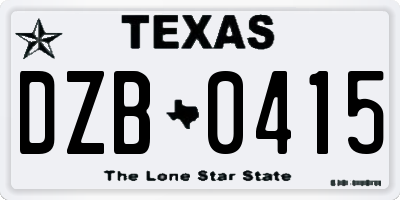 TX license plate DZB0415