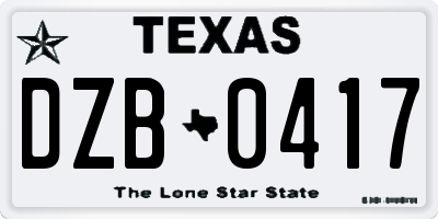 TX license plate DZB0417