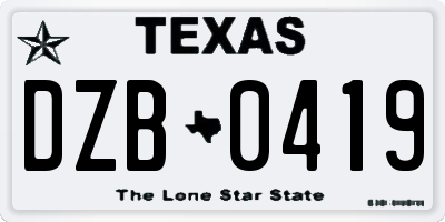 TX license plate DZB0419